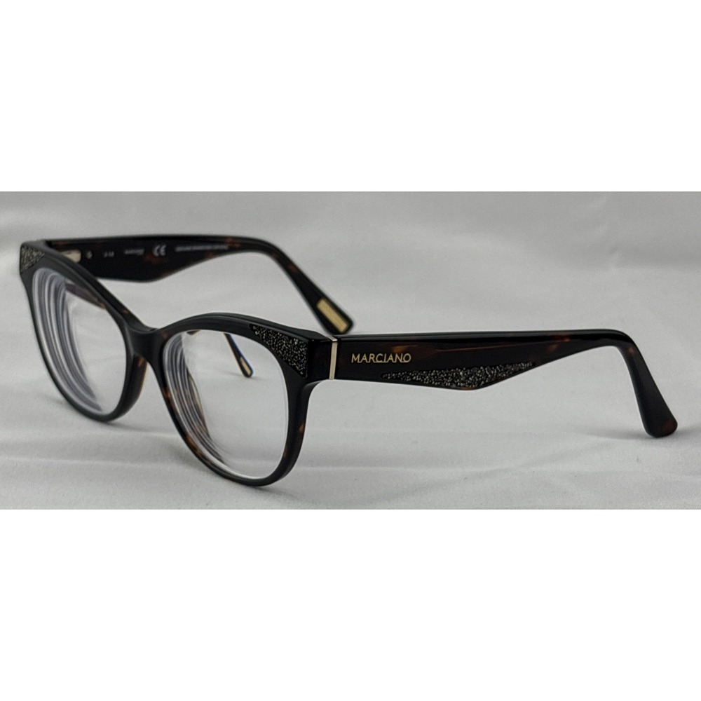 Marciano Tortoiseshell Cat-Eye Glasses with Black Glitter Temples